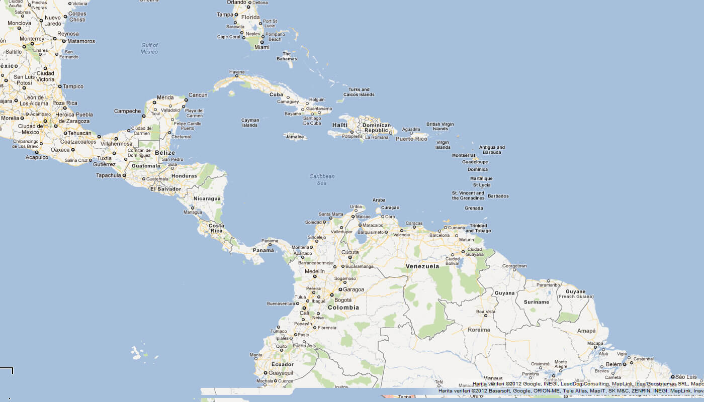 Map of Puerto Rico Caribbean Sea